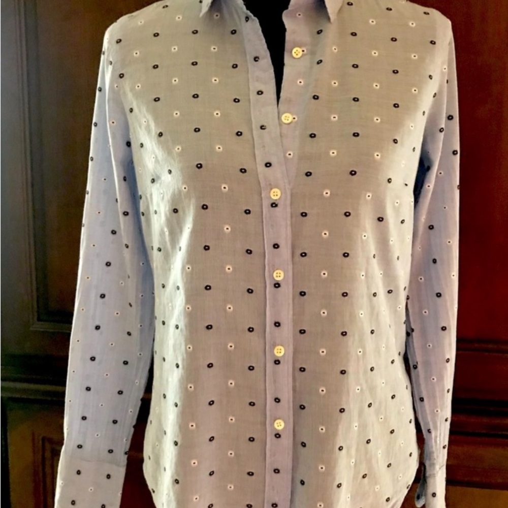 Lady Blue embroidered dotted Shirt